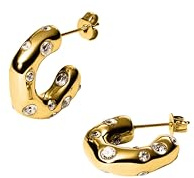Purelei Life Ohrringe – Statement-Creolen mit Zirkonia – Edelstahl 18K vergoldet – Unregelmäßiges Design mit funkelnden Details – Wasserfest