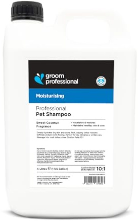 Groom Professional Coconut Moisturising Dog Shampoo (4 L) – Salon Size 10:1 Concentrate, Nourishes & Conditions Dry Coats, Sweet Coconut Scent, Hydrating Grooming Shampoo, UK