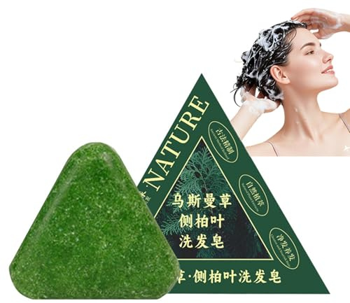 Nature Triangle Shampoo Bar, Nature Seven Green Soap Bar for Hair Growth & Anti-Loss, Hair Regrowth & Strengthening Solid Shampoo for Women & Men, Gentle Cleansing, 100g