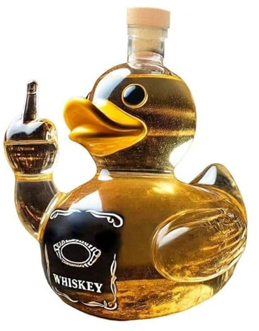300ML Carafe A Decanter Whisky Statue Sculpture - Carafe À Whisky 3D En Forme De Canard Avec Doigt D'honneur, Bouteille De Vin En Verre Originale Forme Canard, Cadeau Décoration Intérieure(#4)