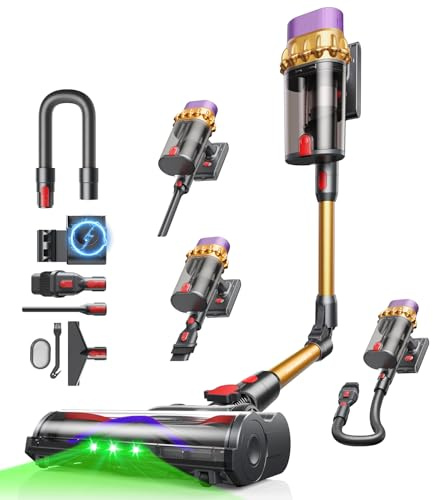 Ivormentico C10 EVO Aspiradora sin Cable, 68Kpa/600W/70Mins Aspiradoras Escoba con Modo Automático, Diserio autoportante, Depósito Doble de 1.8L, Cepillo Antienredos, Limpia Bajo Muebles sin Agacharte