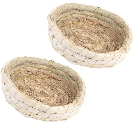 GRIRIW Lot de 2 Nids de Pigeons Voyageurs en Paille de Maïs Naturelle Résistant à la Saleté et à la Déformation Taille Artisanale Accessoires de Reproduction pour Pigeons Domestiques