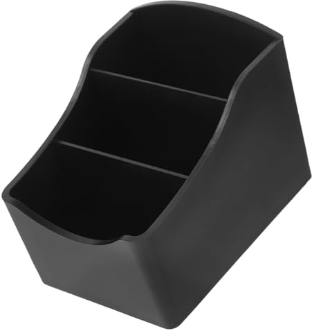 HOOWIFFY Organizador de Bolsas de Té y Azúcar de Mostrador, Caja de Almacenamiento de 3 Compartimentos en Abs Negro, Porta Bolsitas Pequeño para Cocina y Cafetería, Soporte Multifunción
