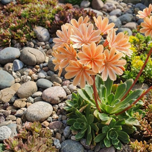 Bloomique - Lot de 3 - Lewisia Cotyledon Elise - Léwisie - Floraison abondante - Rustique - Vivace - Hauteur 10-20 cm - Pot 9 cm