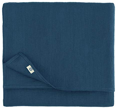 Linen & Cotton Tischdecke Tischwäsche Hygge - Dunkelblau/Blau, 140x140 cm | 100% Leinen, Tischtuch, Tischwäsche Landhausstil, Quadratische Festliche Frühling/Home, Für Küche Restaurant Cafe Hotel