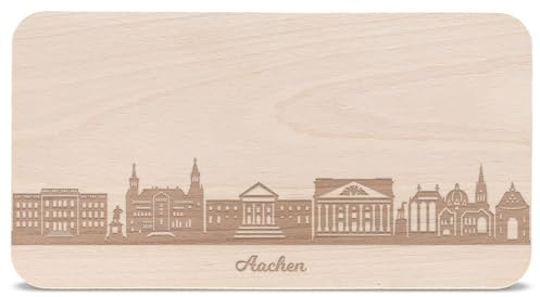 GRAVURZEILE Frühstücksbrettchen Aachen mit Skyline Gravur - Brotzeitbrett & Geschenk für Aachen Stadtverliebte & Fans - ideal auch als Souvenir