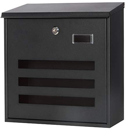 Parrency Wall Mounted Mailboxes with Key Lock, Metal Large Mail Box, 13 x 13 3/5 x 4 1/5, Black