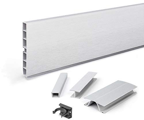 DQ-PP Golvlist 4,5 m | sockelskärm | 100 mm | aluminium satin | plast | sockel | golvlister | basprofil | köksbas | kök sockellist för inbyggd kök