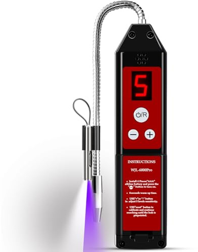 Aprvtio Refrigerant Leak Detector with LED Light, Halogen Leak Detector Freon Gas Leakage Tester HVAC Air Condition R22 R410A R134A R1234YF CFCs HCFCs HFCs Indicator WJL-6000PRO Freon Sniffer | High Sensitivity for R134a R22 R410A Freon Leak Detector,Car AC Leak Detector for CFC HCFCs,Automotive AC Leak Detection