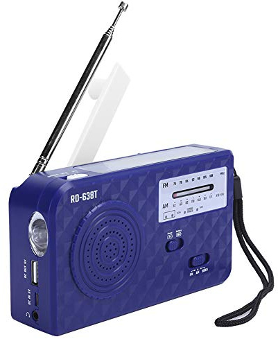 Elprico Wind Up Solar Radio,Survival Hand Crank Radio with Phone Charger,FM/AM Multifunction Hand Crank Radio for Household and Outdoor Camping, Hiking(blue)