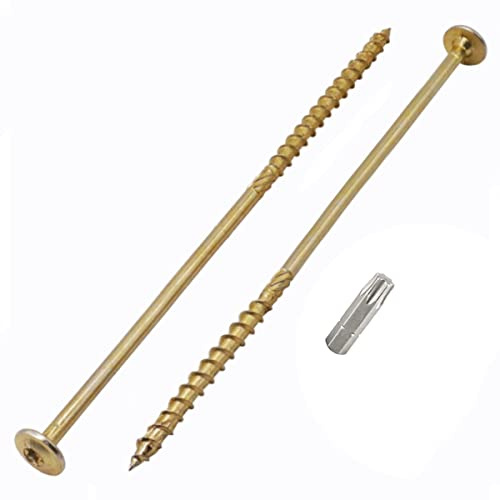 (4 Stück) verzinkter Stahl 8,0 x 240 mm gelbe Holzschrauben, Torxkopf, Tellerkopf, Holzschrauben, Teilgewinde (4, 8,0 x 240 mm)