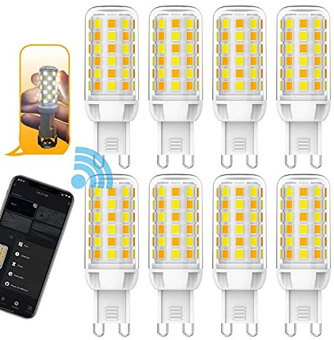 GYCS Smart G9 LED Glühbirne, Intelligent WiFi LED Birnen, 3W 320lm Mehrfarbige Dimmbare Glühbirnen, 2700K to 6500K App Steuern, Compatible mit Alexa und Google Home, Sprachsteuerung, 8er Pack