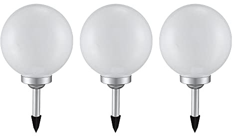 Solarleuchte Kugel Garten LED Gartendeko Solarkugel für Außen 20 cm Kugelleuchte Solar, Leuchtdauer ca. 6-8 Stunden, H 62 cm, 3er