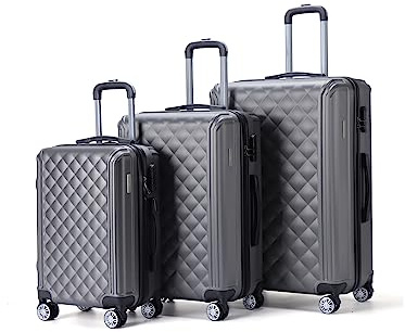 VERTICAL STUDIO 20 24 28 Koffer Reisekoffer 3er-Set Trolley Mehrteilig mit Ziffern Kofferschloss aus Kunststoff (ABS) Vier Rollen (Grau Trondheim)
