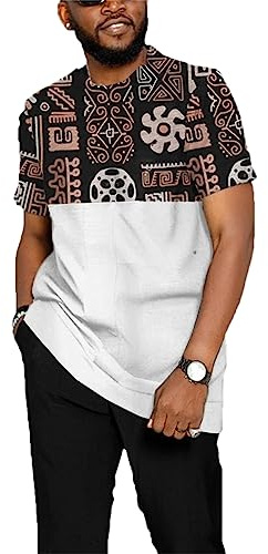 Conjunto de Dos Piezas para Hombres Dashiki Africano Camiseta Impresa en 3D + Conjunto de Pantalones Conjunto de chándal Dashiki Africano Conjuntos Tribales Tradicionales étnicos