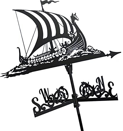 EICOFF Exquisite Metall-Wetterfahne-Ornament, Wetterfahne, Wikinger-Schlachtschiff, Wetterhahn, Windrichtungsanzeiger mit Dachmontage, Retro-Kämpfer-Banner, Form eines Deutschen Schäferhundes, krea