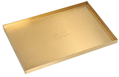 LetCart Bandeja De Almacenamiento Rectángulo De Placa Dorada De Metal Moderna Bandeja De Acero Inoxidable para Exhibición De Joyas Cosméticas