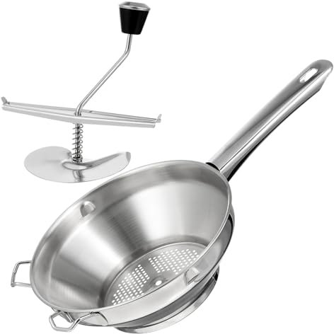 Housoutil 1pc Stainless Steel Masher Metal Garlic Masher Potato s Food Mill for Applesauce Fruit Ricer Lemon Squeezer Manual Potato Presser Grouting to Rotate Small