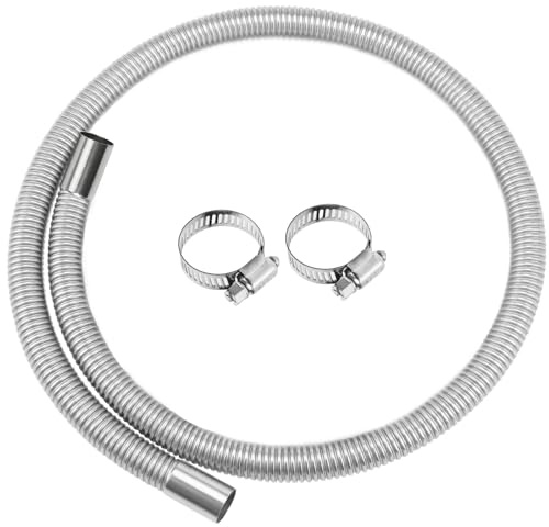 Swpeet 3Pcs 25mm x 120cm - 1 x 47 in acciaio inossidabile tubo di scarico per riscaldamento diesel con kit di flange per tubi da 18mm-29mm, tubo di scarico per riscaldamento dell'aria del serbatoio