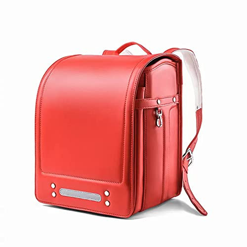 Sac d'école, sac d'école de style japonais Ransel en cuir PU, sac à livres léger de grande capacité pour filles et garçons, rouge