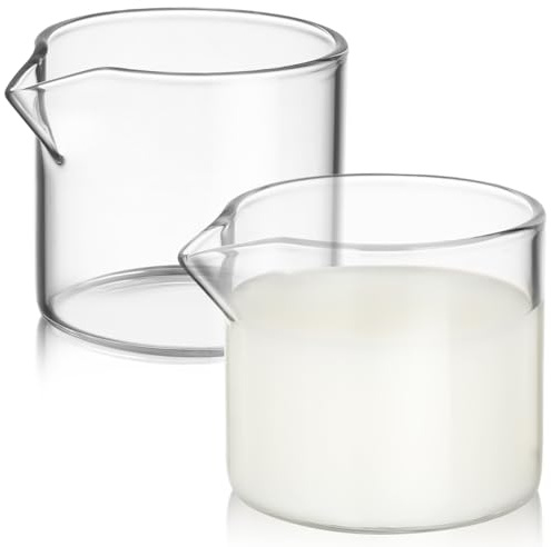 Cabilock Milk Cup Set of 2 Small Milk Jugs Cups for Coffee Tea Sauce and Syrup Mini Creamer Pitcher Style Tableware for Home Restaurants Dessert Shops Easy to Clean