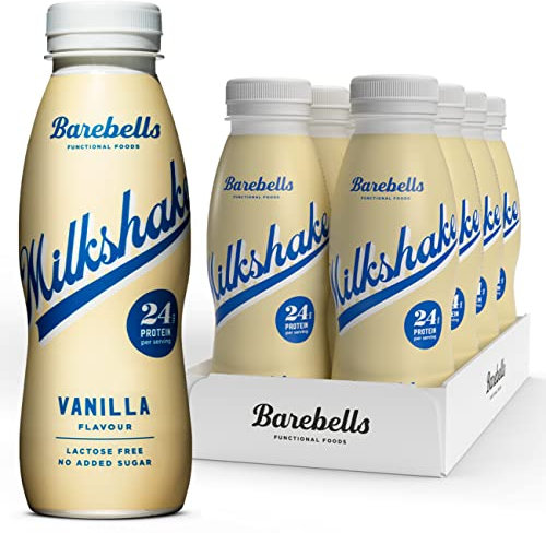 Barebells Cremiger Eiweiss shake – zuckerarm, 24 Gramm Protein pro Flasche, laktosefrei – Vanilla Milkshake, 8 x 330ml