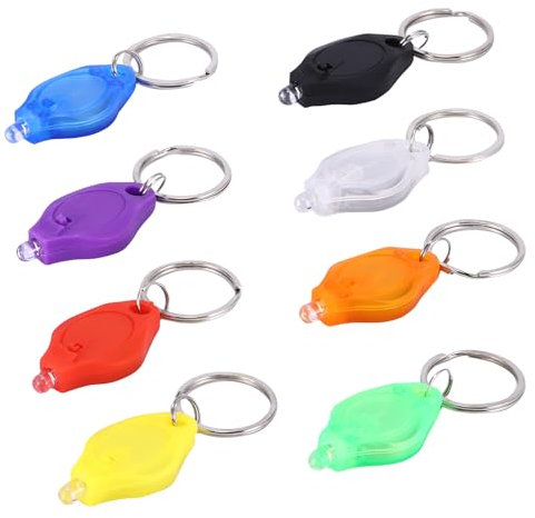 PZJFH 8Pcs Portable LED Keychain Flashlight Set Mini Keychain Torches Emergency Night Light Micro Lamp 12 Lumen Ultra Bright Battery Powered Torch for Outdoor Camping Hiking and Emergency Lighting