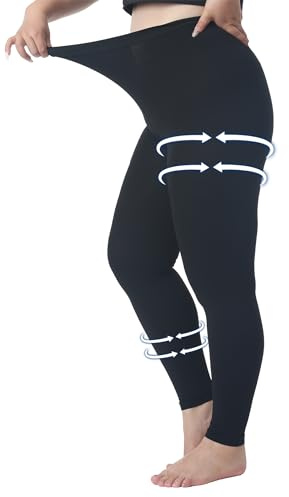 Plus Size 4XL Medical Compression Pantyhose for Women & Men, 20-30 mmHg Graduated Compression Leggings, Opaque Footless Waist High Compression Stockings for Edema, Varicose Veins, Flight, DVT, Black