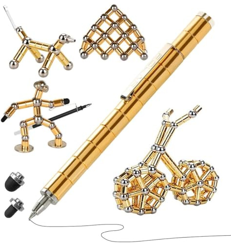 Magnetic Fidget Pen – Stress Relief Gadget for Men & Women, Valentine Easter Birthday Gift for Teenager Boys Girls Kids, Cool Magnetic Fidget Toy for Anxiety Relief & Focus (Gold)