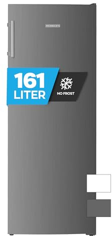 Heinrich´s Gefrierschrank 161L Volumen, Freezer, No-Frost Schutz, 3x Gefrierschubladen, 2x Schubfächer, LED-Display, wechselbarer Türanschlag, Alarmfunktion, Temperatur: -14°C~-22°C, Heinrich´s (inox)