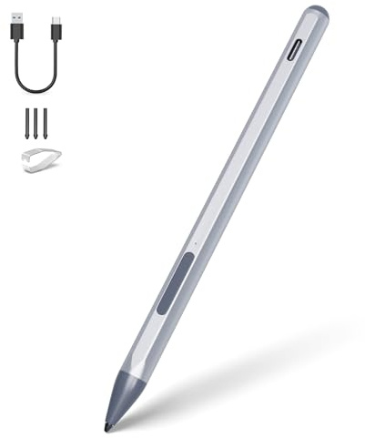Stylus Pen for HP Envy X360 Pavilion X360 Specter X360 Spectre X2 Envy X2 Rechargeable MPP 2.0 Tilt Active Pen with 4096 Pressure Sensitivity, Palm Rejection, Tpye-c Charge, Sliver