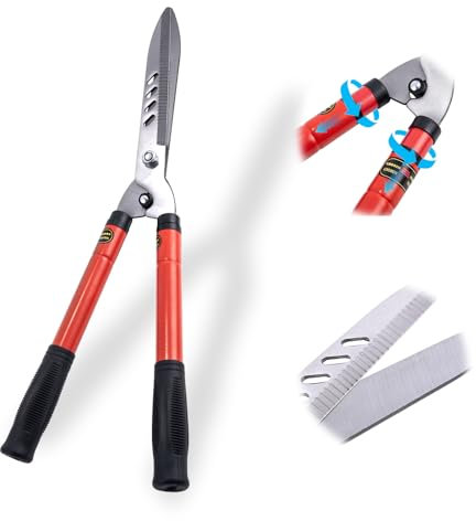 QZHDX Hedge Shears, Heavy Duty Garden Hedge Shears with Extendable Handle, Extend to 29.7”, Manual Large Hedge Clippers for Trimming Shrubs, Boxwood, Bush Cutters Shears Gardening Tools