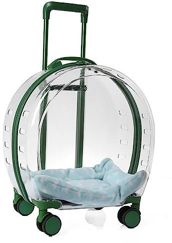 XZHWSZD Trolley für Haustiere,tragbarer Hartschalenkäfig für Katzen und Hunde,Transportbox für kleine Haustiere,Transportwagen für Tiere,transparente Katzentasche-gut belüftet,komplett transparent