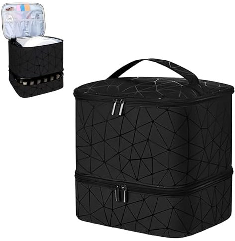 Porta Smalti Organizer Borse Per Unghie, Borsa da Viaggio per Smalti per 30 Flaconi, Borsa Organizer Smalti per Smalto, Contenitore per Smalto a Doppio Strato, Scatola da Viaggio Per Smalti