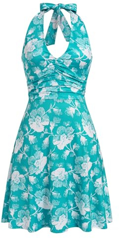 IDOPIP Robe de Cocktail Sans Manches pour Femme - Col en V, Dos Nu - Bohème Décontractée avec Poches - Élégante pour Plage, Soirée, Mariage, Vacances