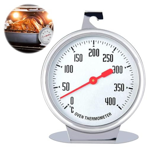 Thermometre Four,Thermometre Cuisine,Plage de mesure de 0°C à 400°C,Thermomètre Four en Acier Inoxydable avec Grand Cadran,Parfait pour Cuisiner