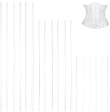 BENECREAT 72 pz Disossamento In Plastica PP Bianco, 5mm Rotondo Corsetto Strisce Fettuccia Stecca per Lingerie Reggiseno Accessori Da Cucire, Forniture Fai Da Te per Abito Da Sposa, 15/25/35cm