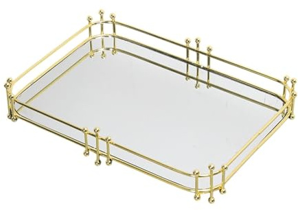 KESOTO Organizer für Parfüm Und Schmuck, Rechteckige Spiegelschale für Kommode, Gold
