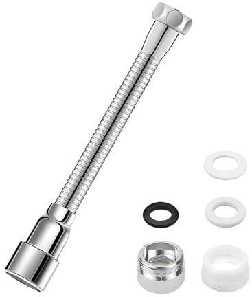 Wasserhahn Verlängerung Küche mit Zubehör 31cm Wasserhahnverlängerung 360°Flexibler Schwenkbar Edelstahl Wasseranschluss Aufsatz Flexibel für Küchen,Bädern,Toilette