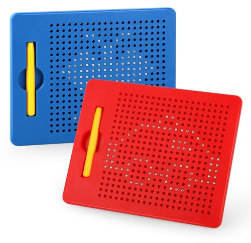 MXTIMWAN 2 Pièces Planche à Dessin Magnétique, Tablette Magnétique Enfant avec Stylo, Enfant Jouet Educatif Cadeau, Tableaux à Dessin Magnétiques pour Enfants à Partir de 3 Ans (Rouge Bleu)