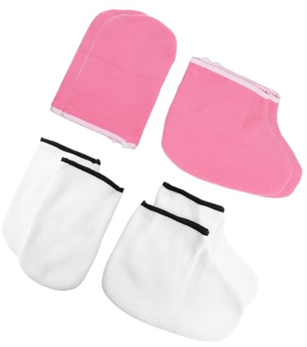DEARMAMY 4 Paare Handmaske Fußmaske Weiß Handschuh Körper Hautpflege-Tools Peeling-Socken für die Füße Hornhautentferner für Füße