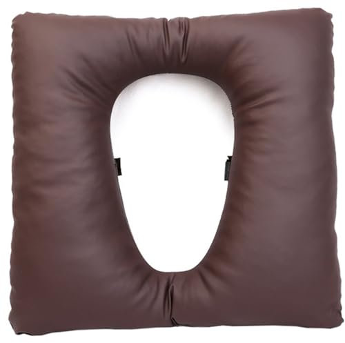 Dorccsi Sedile WC Imbottito, antidecubito, 16, 5x16, 5 Pollici, Universale, in Morbida Pelle PU, Impermeabile, Facile da Pulire, con Cinturino Adesivo per Anziani, Colore caffè.