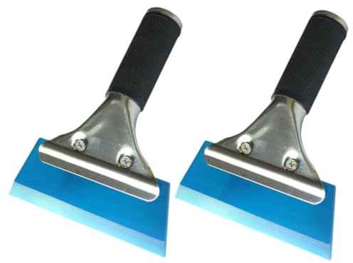 Cabilock 2pezzi Spatola Per Pellicole Adesive Auto Raschietto in Gomma Resistente Per Vetrofanie e Vetri Manico in Acciaio Inox Adesivi Senza Bolle e Rimozione Acqua Senza Aloni