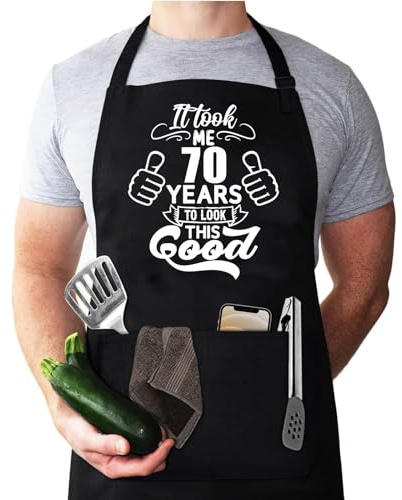 Qoibraze Funny Apron Adjustable for Men with 2 Pockets Kitchen Cooking Grill BBQ Aprons,Birthday Father’s Day Grilling Gifts