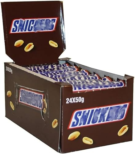 Snickers Caramel Peanut Chocolate Bars 50g - Pack of 24 (1 Box) | Delicious Chocolate, Caramel & Peanuts | Ideal Snack for Energy & Indulgence