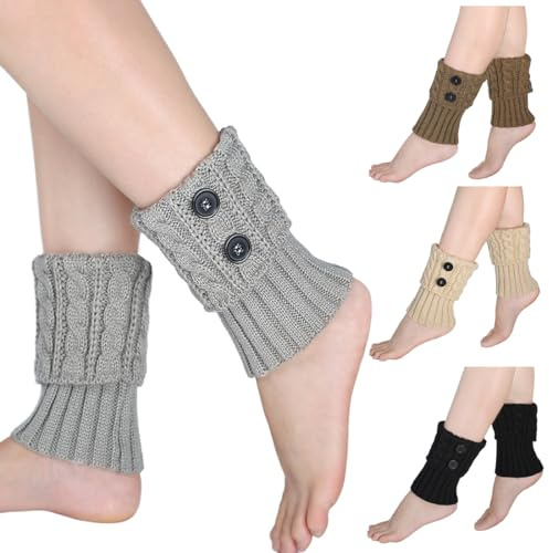 ZORVUJI 4 Paires de Jambières Courtes en Tricot pour Femmes, Chauffe-Jambes d'Hiver, Guêtres Traditionnelles pour Filles