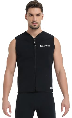 Lemorecn Wetsuit Top Men Women, 3mm Sleeveless Neoprene Wet Suit Jacket | Front Zip Wetsuit Tops Vest, Super-Stretch Neoprene Jacket, 3mm Thermal Diving Vests for Swimming Surfing Kayaking