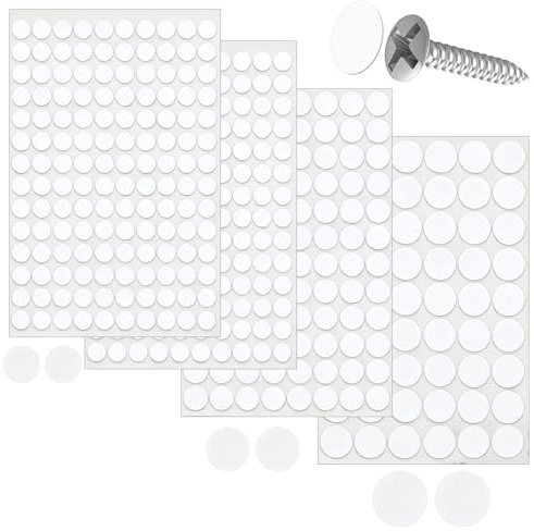 Cache Vis Adhesif 430 Pièces Cache Vis Blanc Capuchons Autocollants pour Trous de Vis Armoires,Murales,étagère,Réparations de Meubles,Cacher Les Défauts des Meubles Non-Faded White Hole