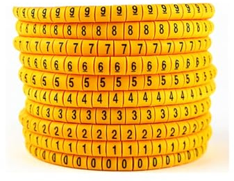 Marcadores De Cable De PVC Amarillos, Fundas Numeradas del 0 Al 9, 120/600 Unidades For Cables De 0,5 A 35mm², Números Preimpresos For Facilitar La Identificación De Circuitos(0.75mm² 600pcs)