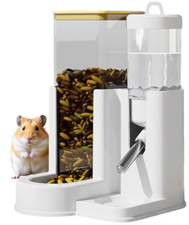 Fontaine À Eau pour Hamster Accessoire | Biberon pour Petits Animaux - 2-en-1 Distributeur et Abreuvoir Automatique pour Hamster Gerbille Chinchilla Petits Animaux Domestiques pour Intérieur